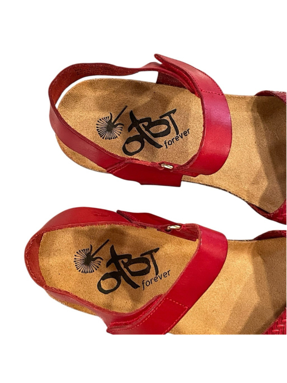 OTBT Womens Size 9M Harriett Woven Criss Cross Cork Wedge Sandal Leather Red - Picture 9 of 14